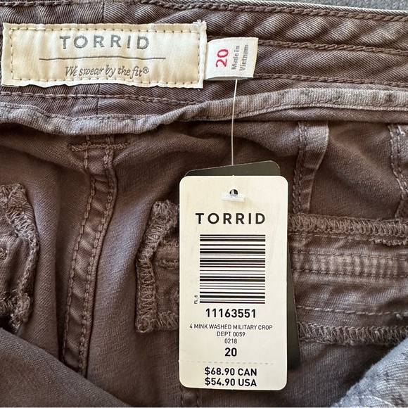NWT Torrid Cropped Twill Military Pant Brown Wash - Picture 9 of 13